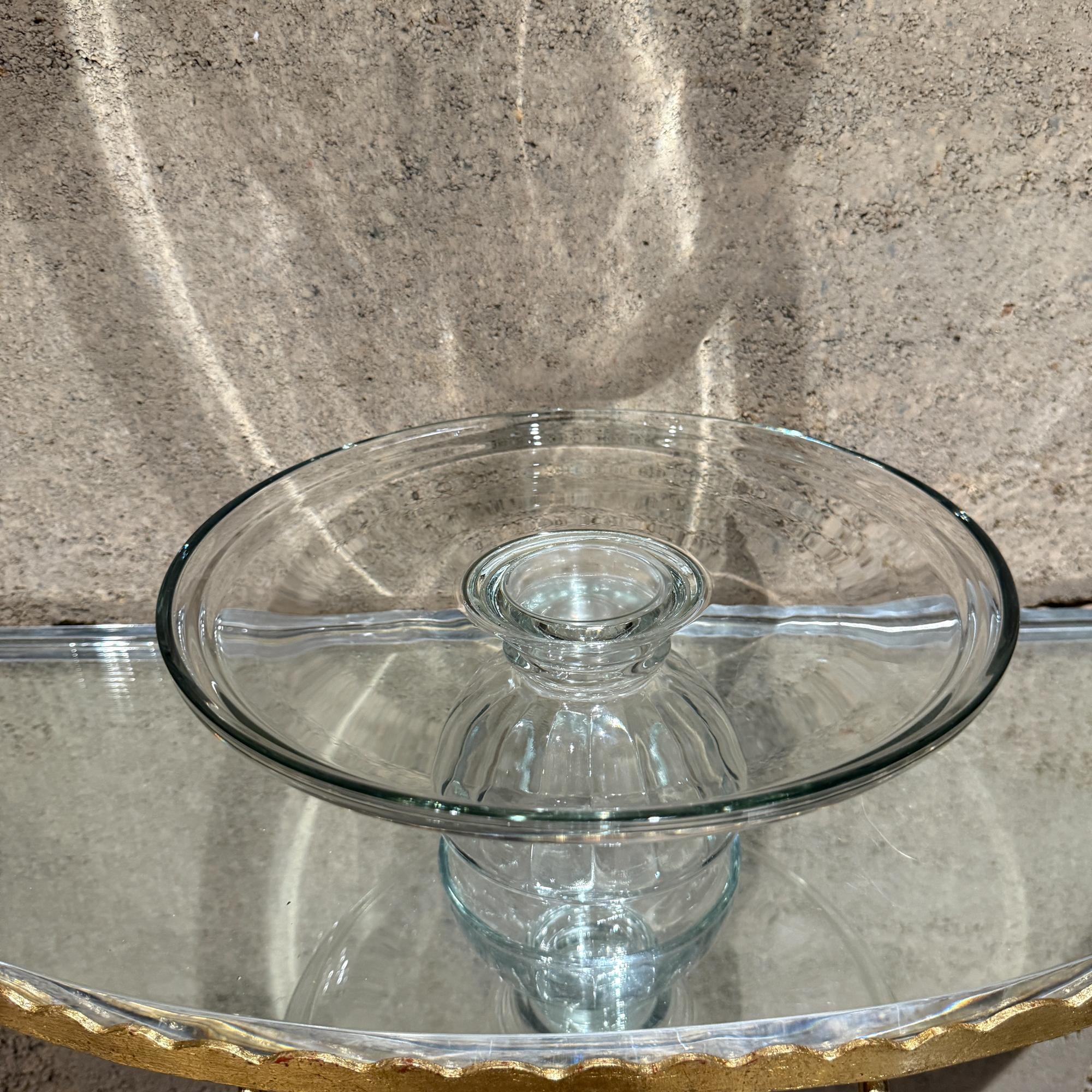 Vintage Clear Ribbed Glass Pedestal Footed Cake Plate Stand & Dome Lid Cover For Sale 4