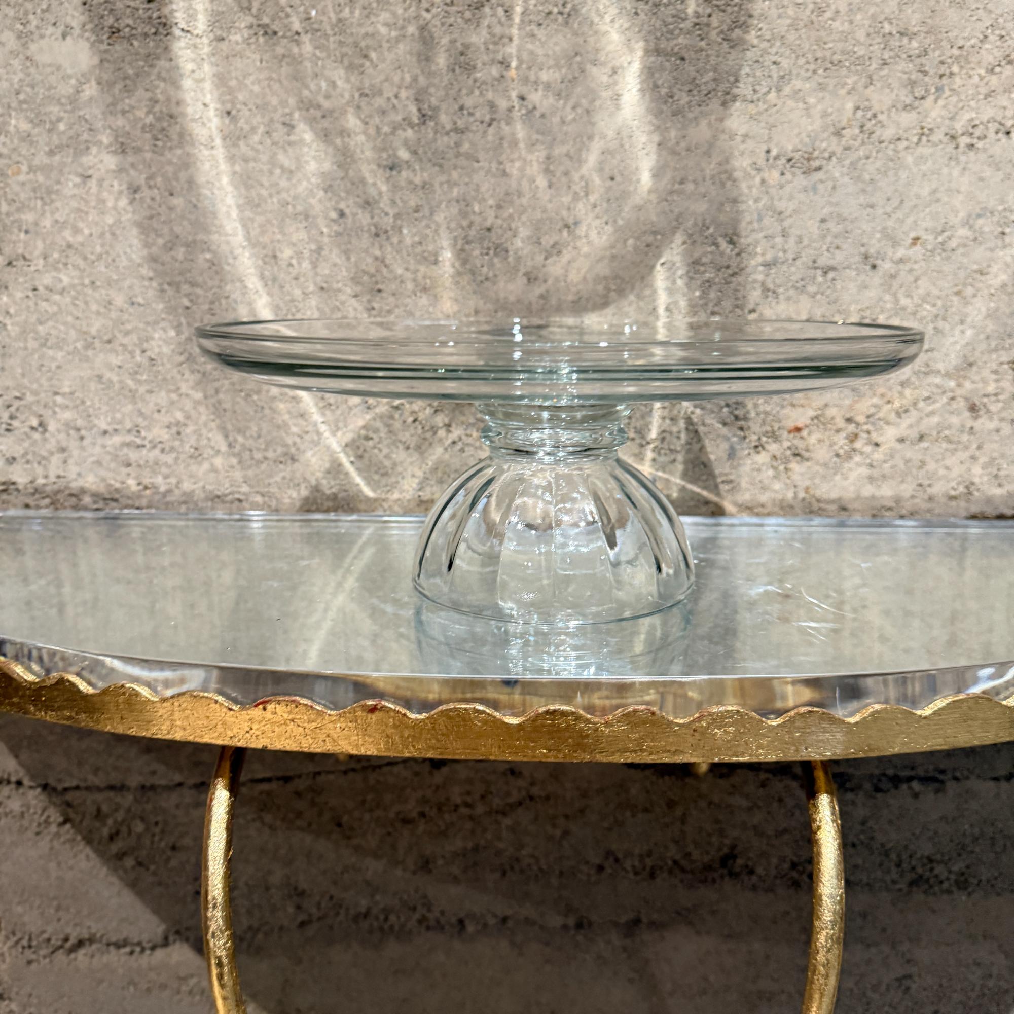 Vintage Clear Ribbed Glass Pedestal Footed Cake Plate Stand & Dome Lid Cover For Sale 5
