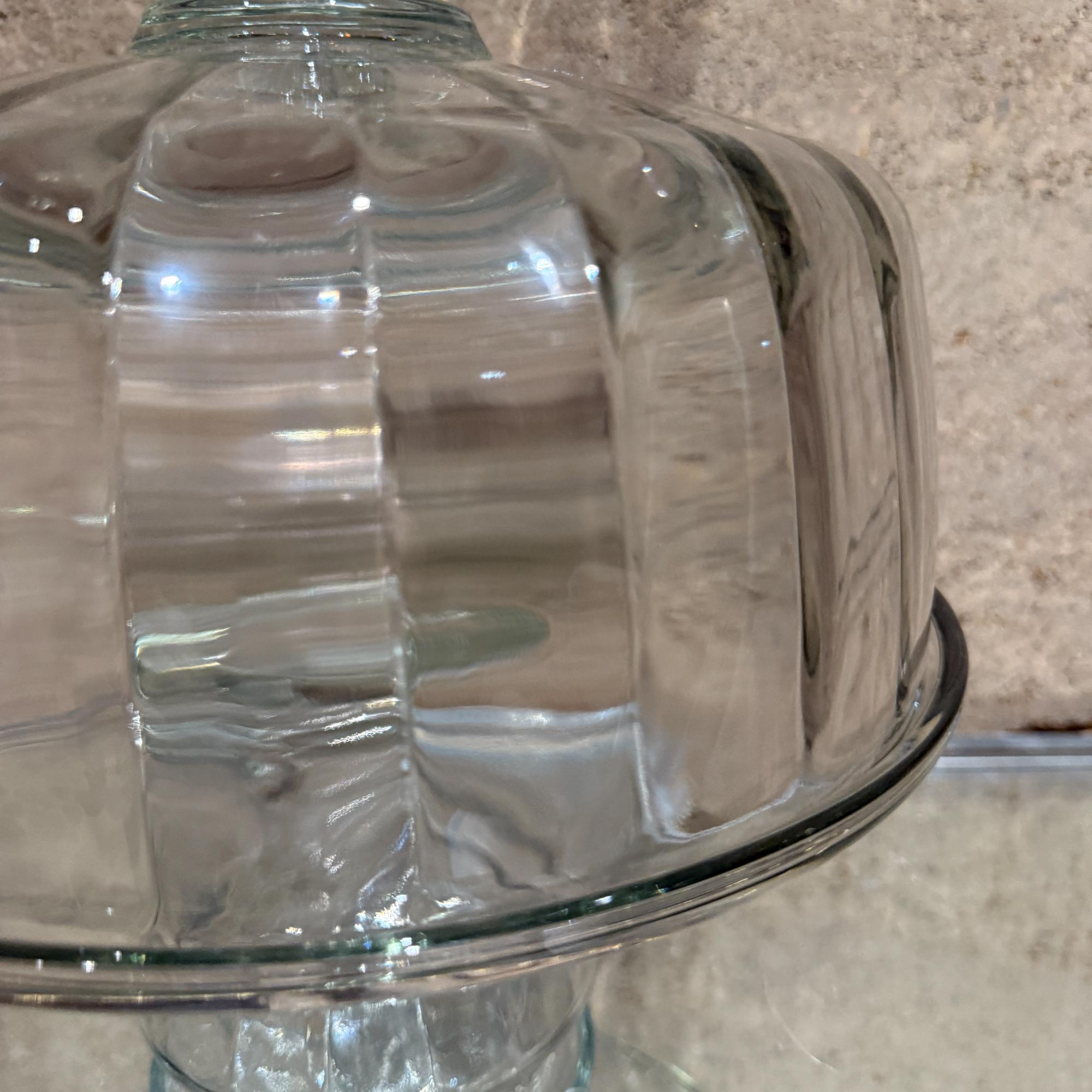 Vintage Clear Ribbed Glass Pedestal Footed Cake Plate Stand & Dome Lid Cover For Sale 2