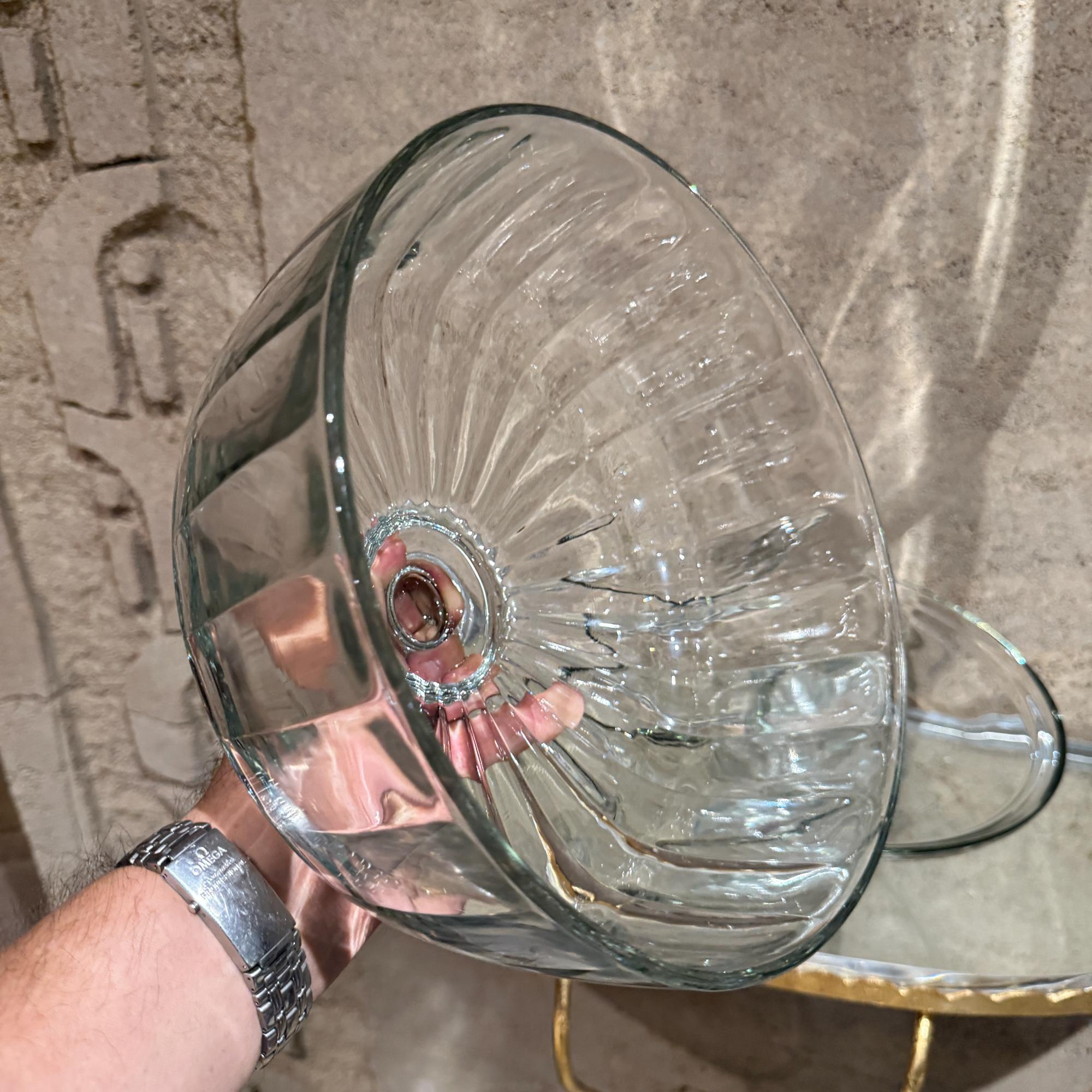 Vintage Clear Ribbed Glass Pedestal Footed Cake Plate Stand & Dome Lid Cover For Sale 3