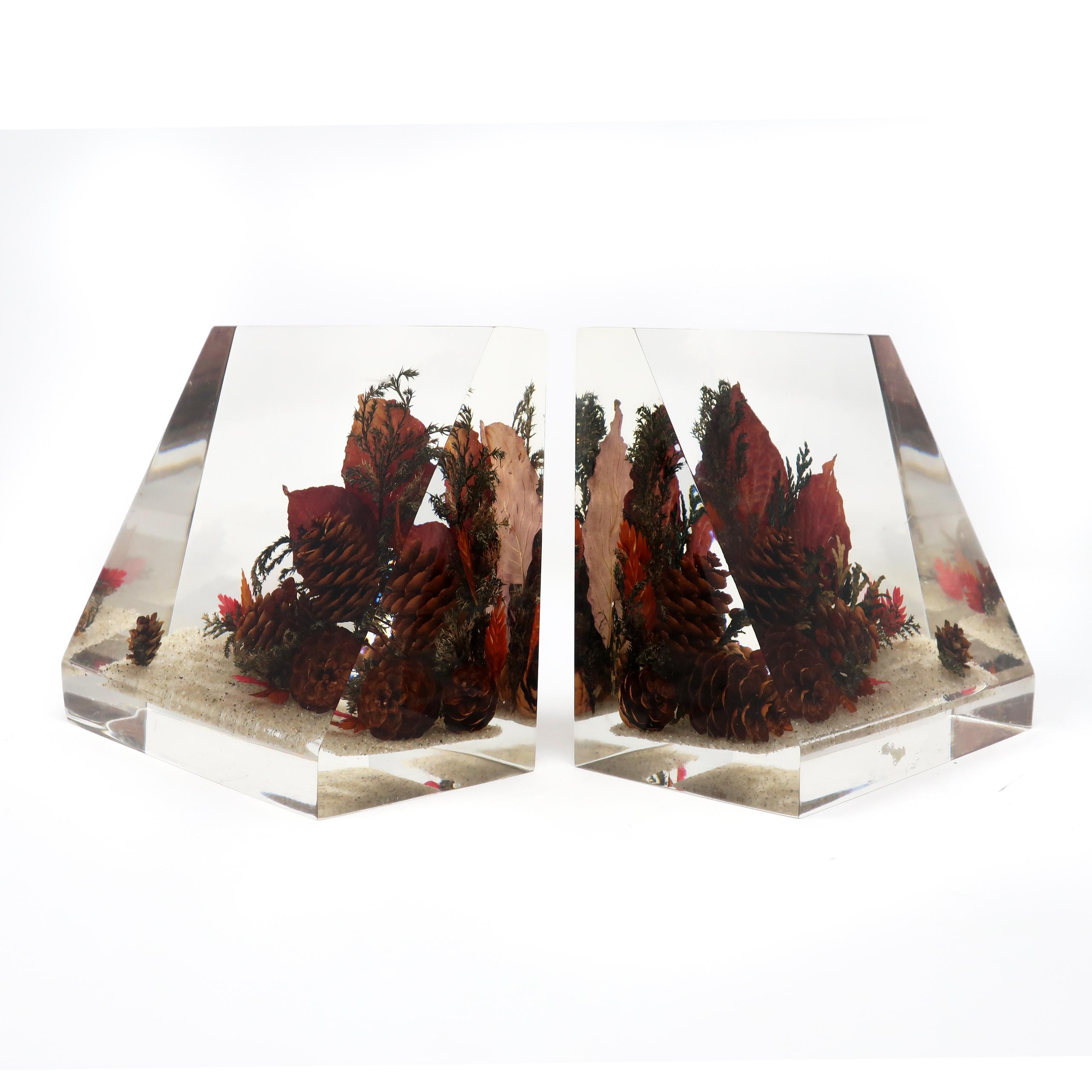 Vintage Clearfloat Lucite Bookends 1