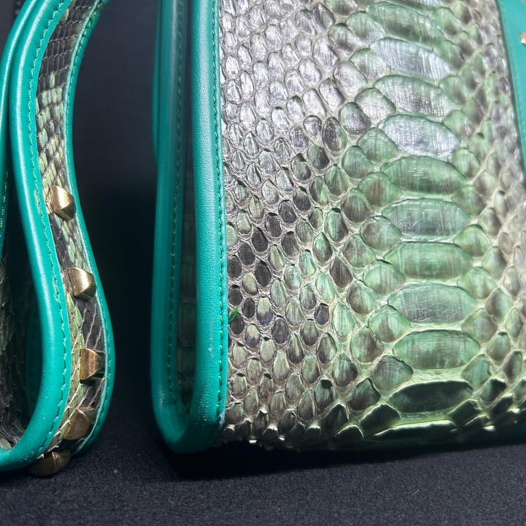 Pochette vintage Clementina Plateroti in pelle di pitone verde e