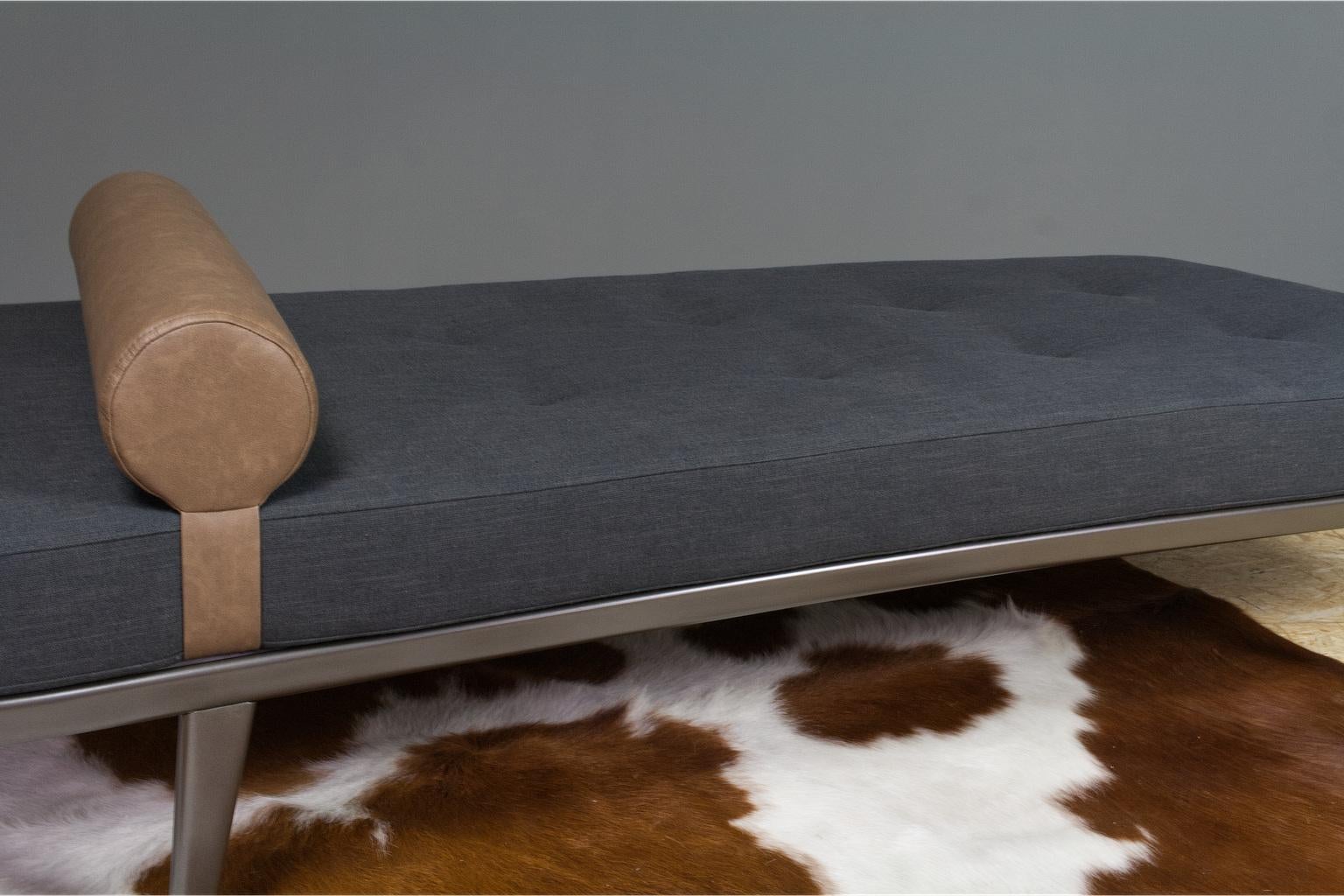 Mid-Century Modern Vintage Cleopatra Daybed by Andre Cordemeyer in Charcoal Grey Linen, 1953 For Sale