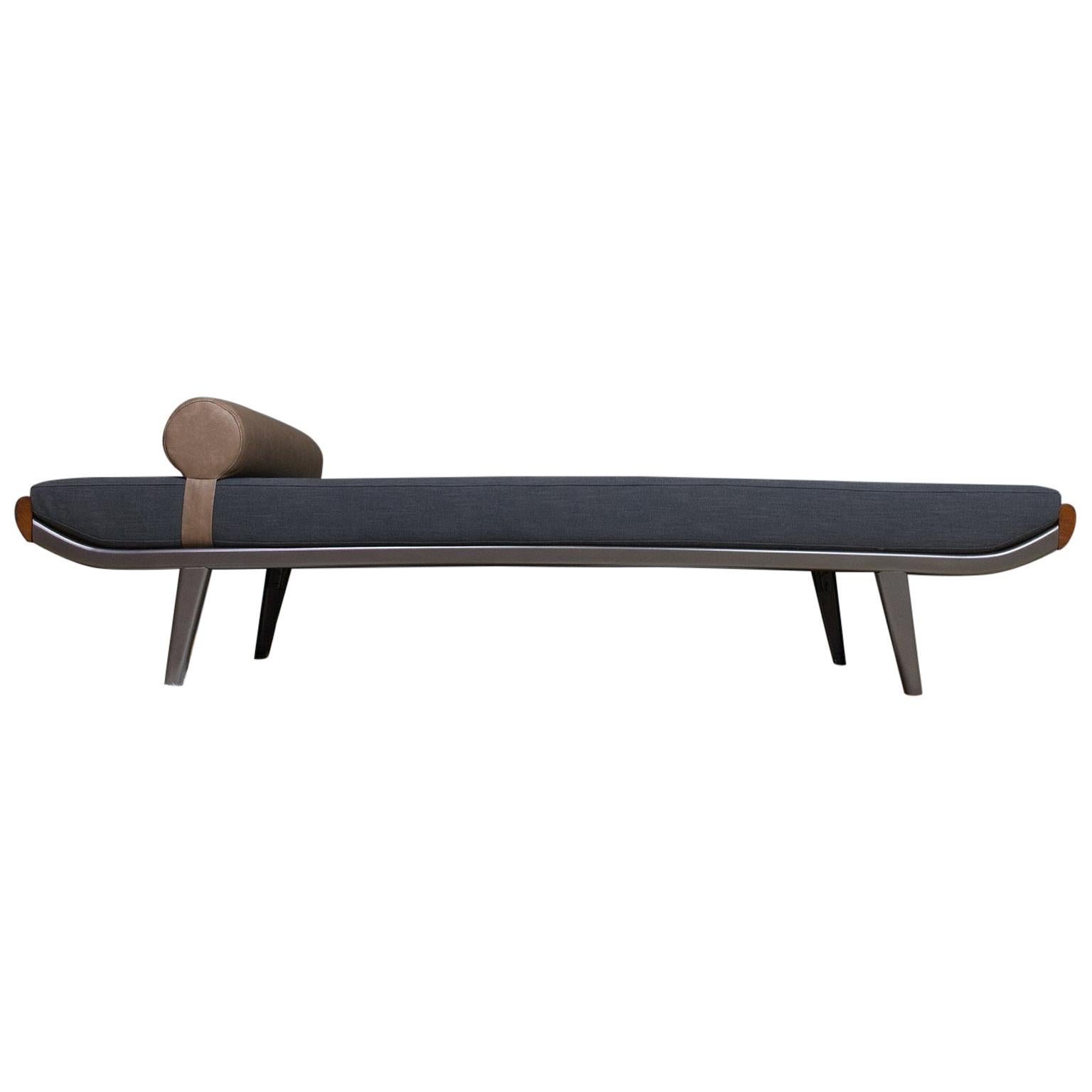 Vintage Cleopatra Daybed by Andre Cordemeyer in Charcoal Grey Linen, 1953 For Sale