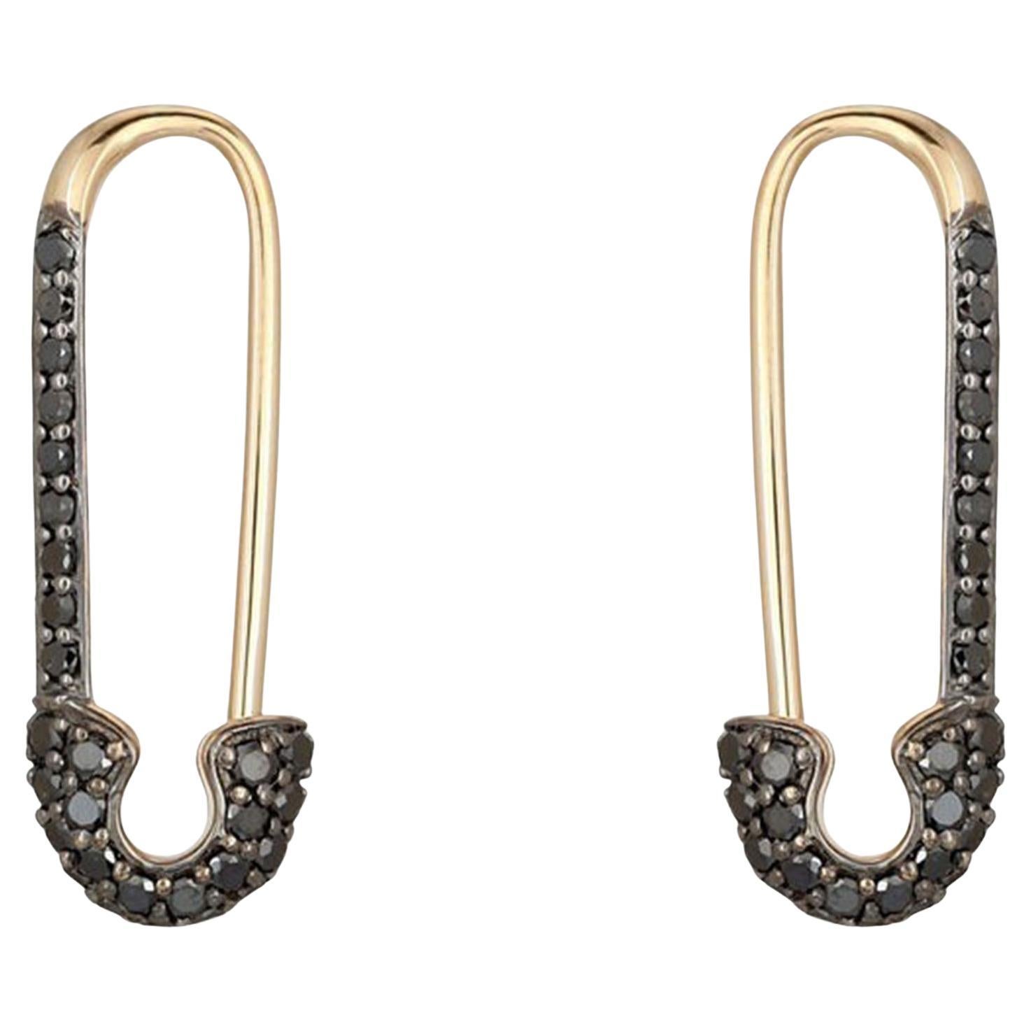 Vintage Clip 14K (or 18k upon request) Yellow Gold Hoops Diamond Earrings
