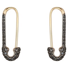 Vintage Clip 14K (or 18k upon request) Yellow Gold Hoops Diamond Earrings