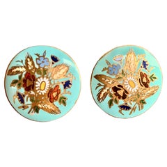 Vintage Clip - On Earrings Bouquet of Flowers and Oars Polychrome Enamel Brass