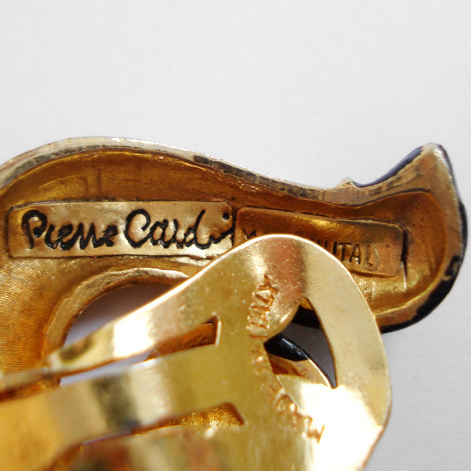 Enameled Vintage Clip-on Earrings Pierre Cardin