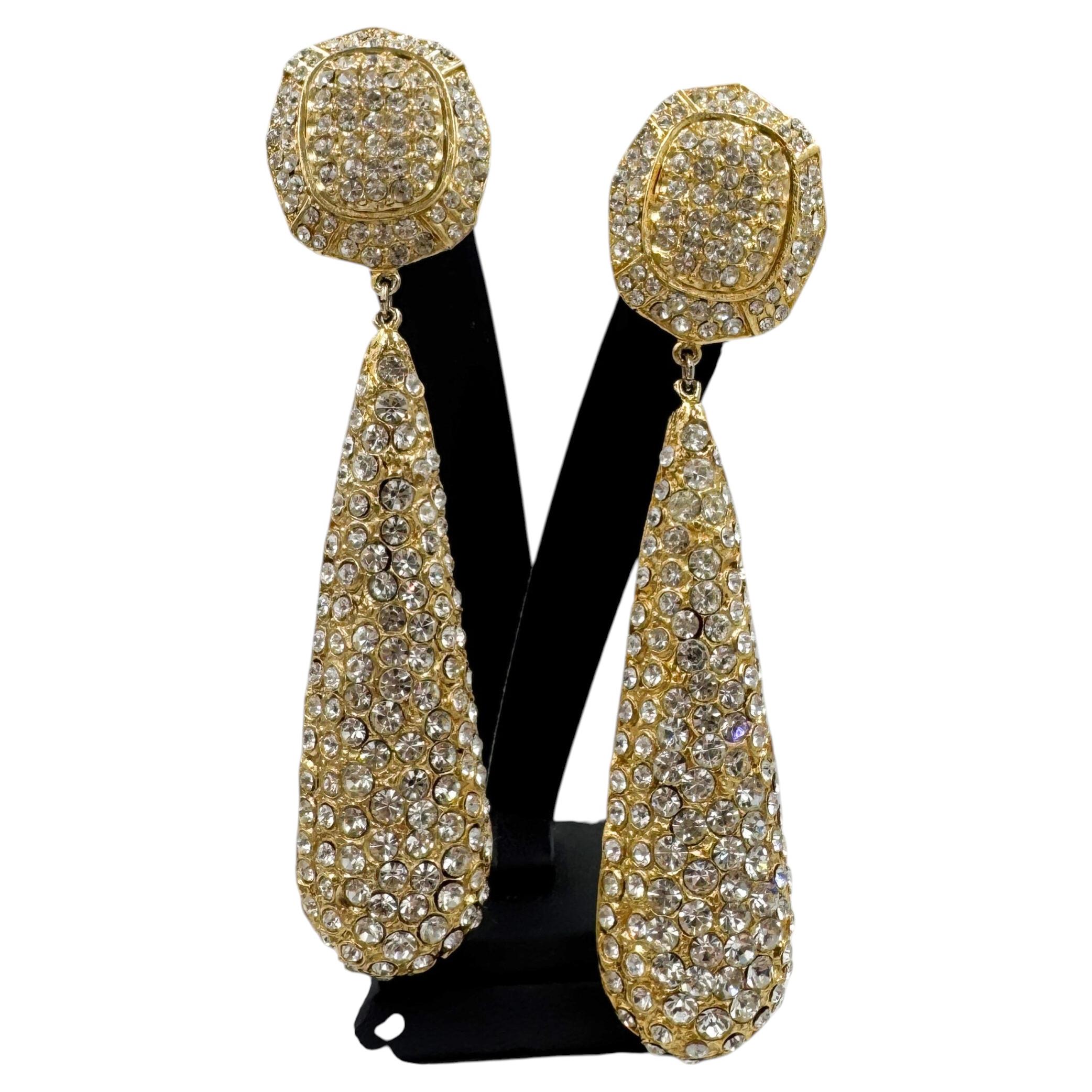 Vintage clip-on earrings with rhinestones