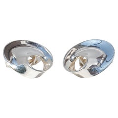 Vintage Clip-on Silver Earrings “Möbius” by Vivianna Torun Bülow-Hübe