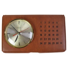 Vintage clock and calendar and box, 1970.