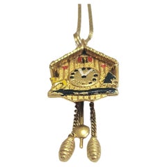 Vintage Clock Gold Pendant