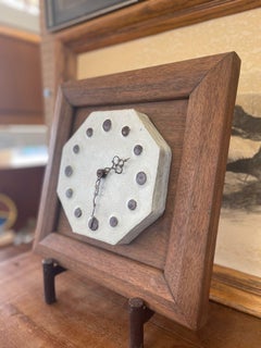 Vintage Clock With Ceramic Face and Wooden Frame