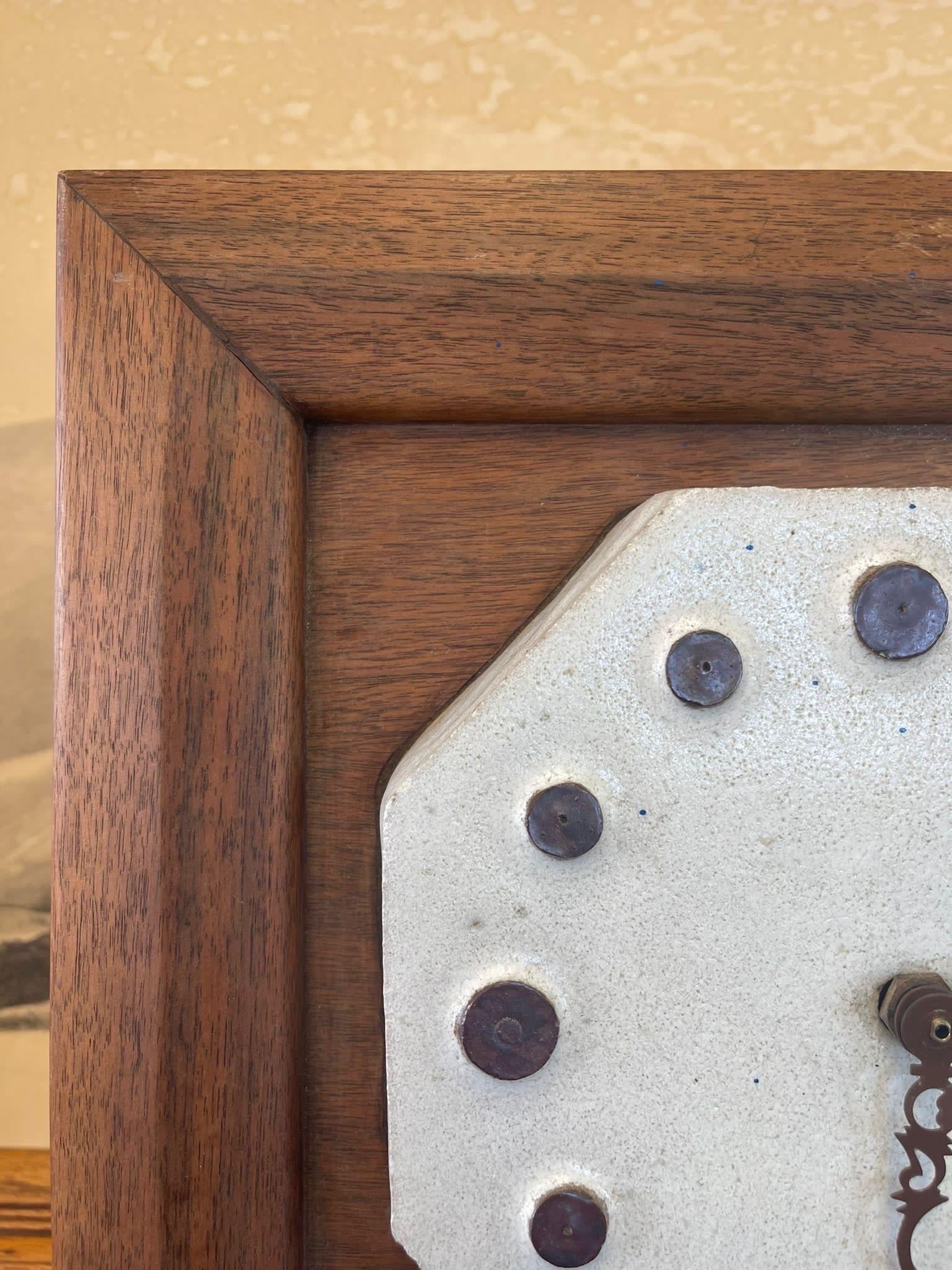 Late 20th Century Vintage Clock With Ceramic Face and Wooden Frame For Sale