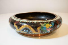 Vintage Cloisonné Chinese Dragon Enamel Bowl