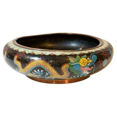 Vintage Cloisonné Chinese Dragon Enamel Bowl