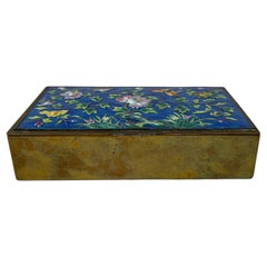 Vintage Cloisonné Enamel and Brass Box with Butterflies