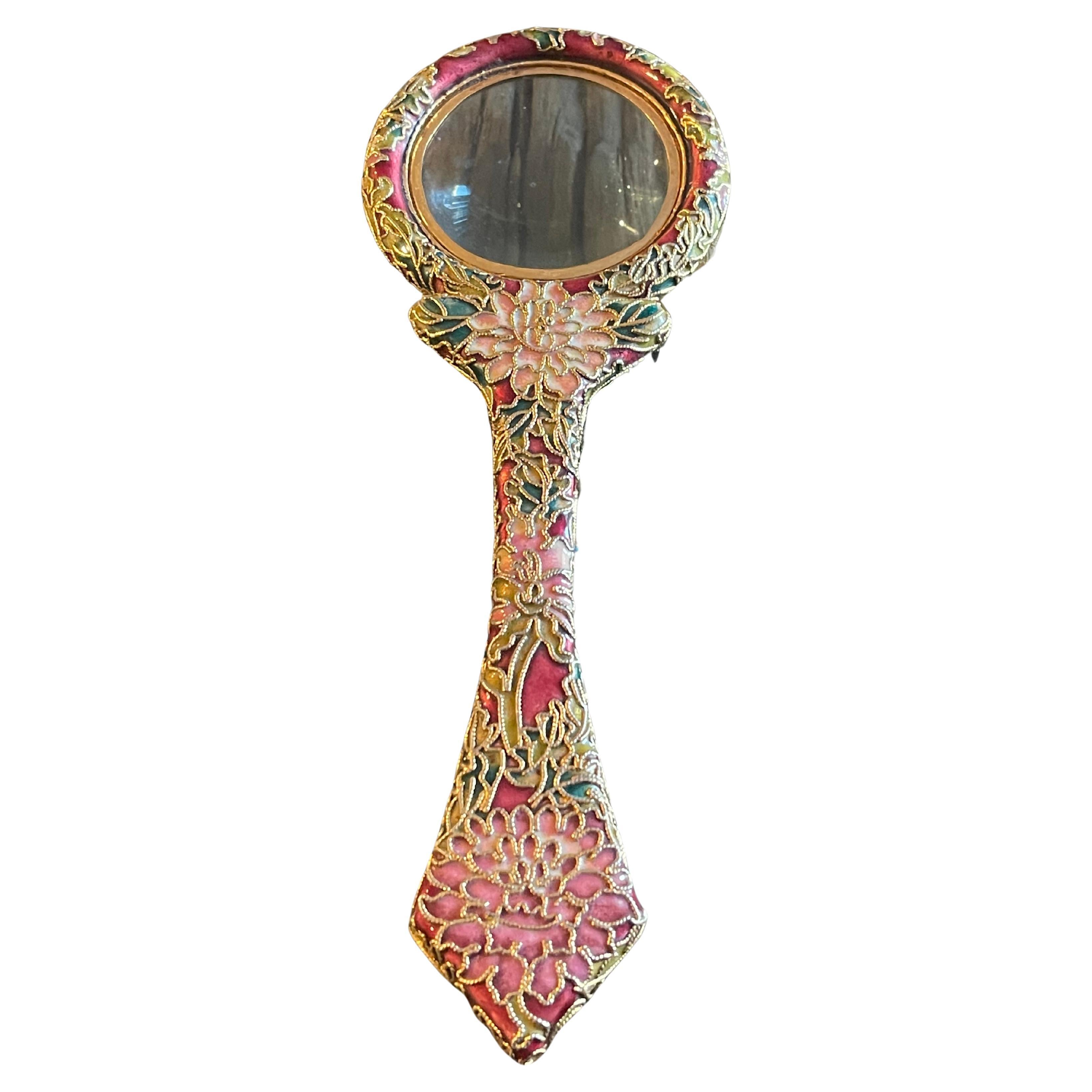 Lunette loupe vintage en laiton émaillé cloisonné
