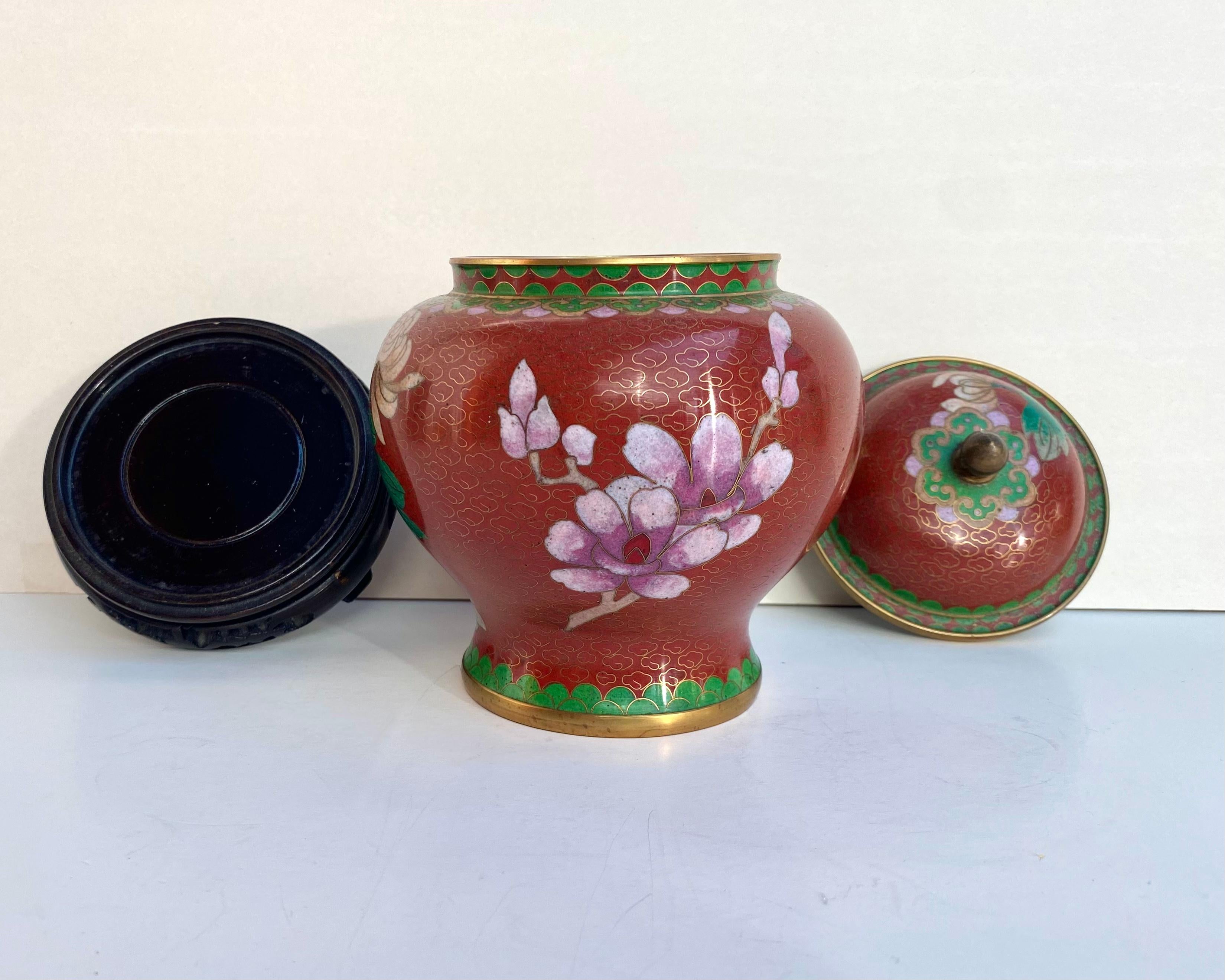 VIntage Cloisonné-Ingwer-Glas mit Deckel, China, 1970 (Mitte des 20. Jahrhunderts) im Angebot