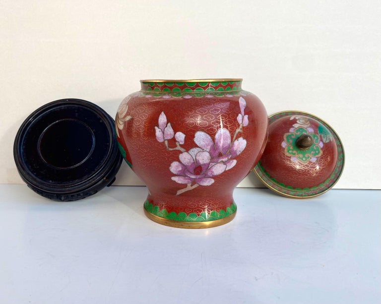 VIntage Cloisonné Ginger Jar With Lid, China, 1970 For Sale at 1stDibs