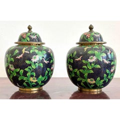 Vintage Cloisonné-Ingwer-Gläser - 2er-Set