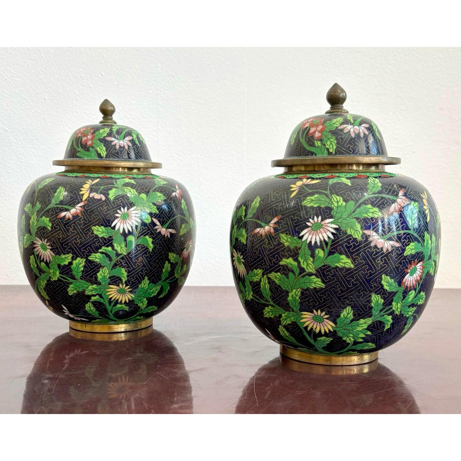 20th Century Vintage Cloisonné Ginger Jars - Set of 2 For Sale