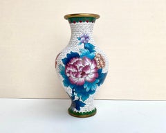 Vintage Cloisonné Vase with Floral Motif, China, 1970s