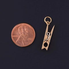 Vintage Clothes Pin Charm of 14k Gold - Circa 1930