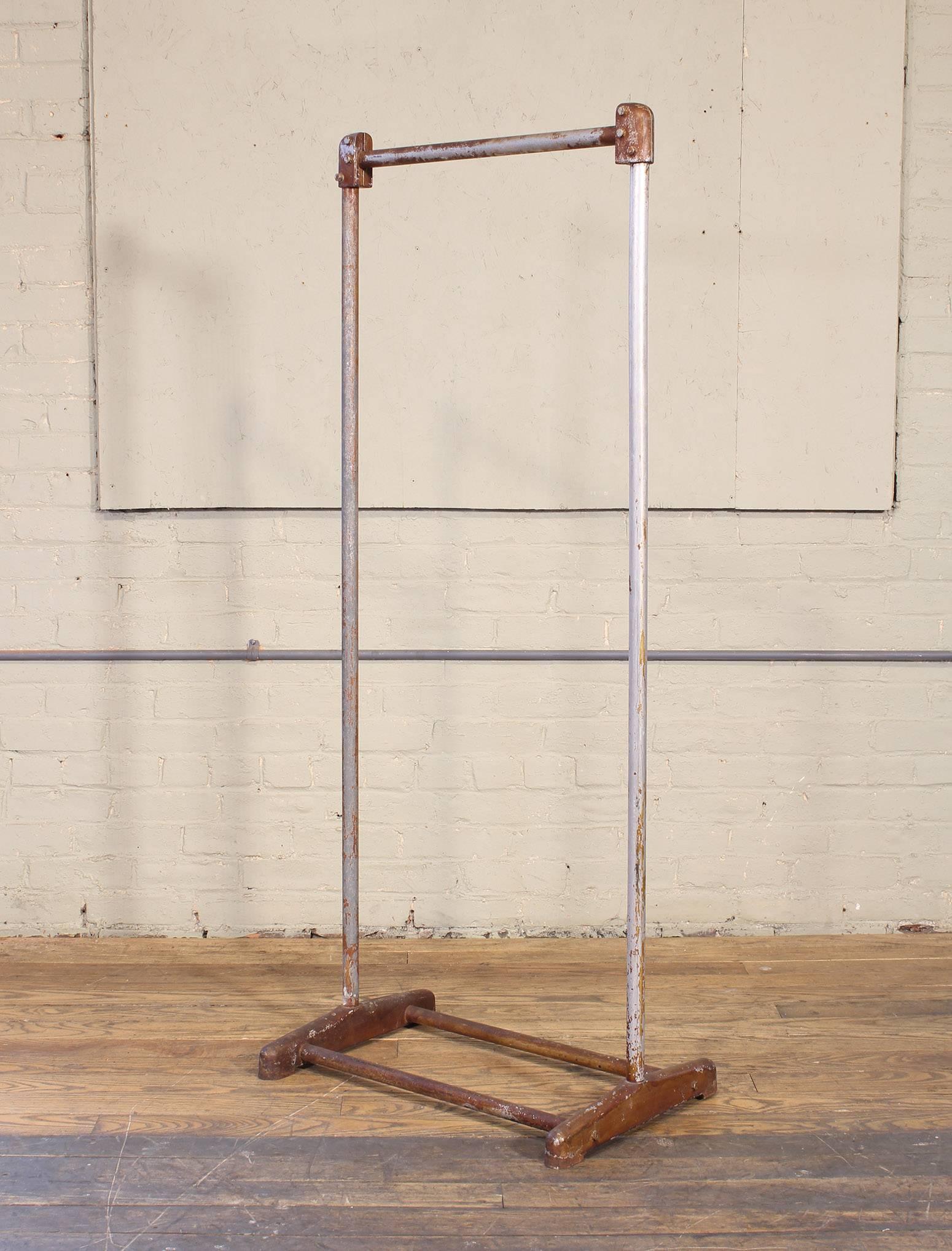 Vintage Art Deco style distressed clothing stand, garment or coat rack. Measures: Stands 58 1/4