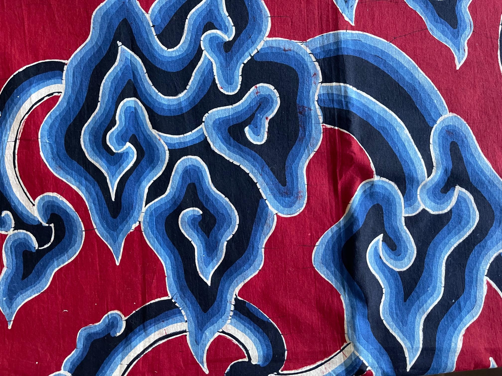 Textile Batik vintage de Java en Indonésie à motif de nuages en vente
