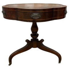 Vintage Clover Banded Flame Mahogany Drum Side Table