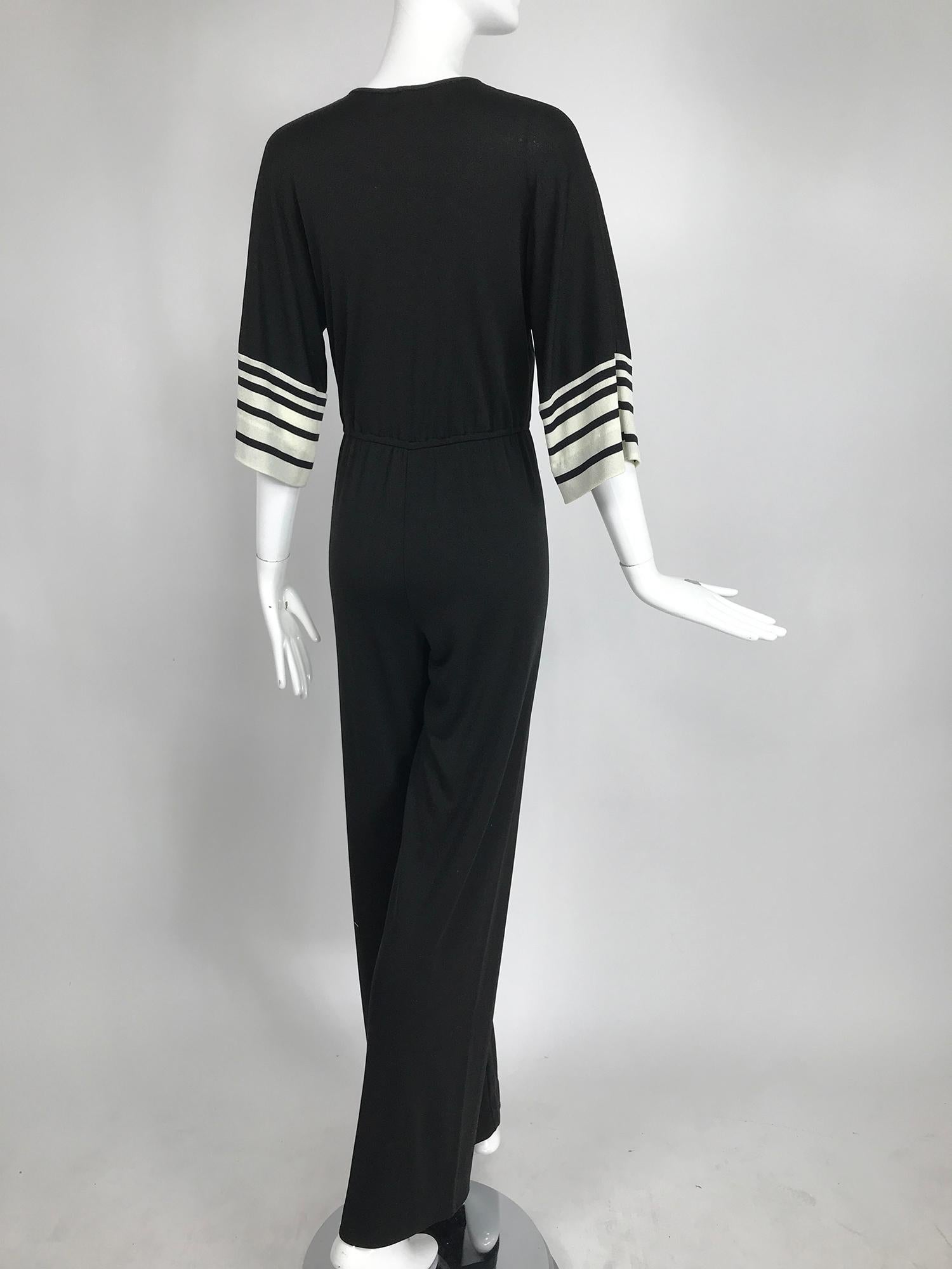 Women's Vintage Clovis Ruffin Ruffinwear Black and White Jumpsuit 1970s
