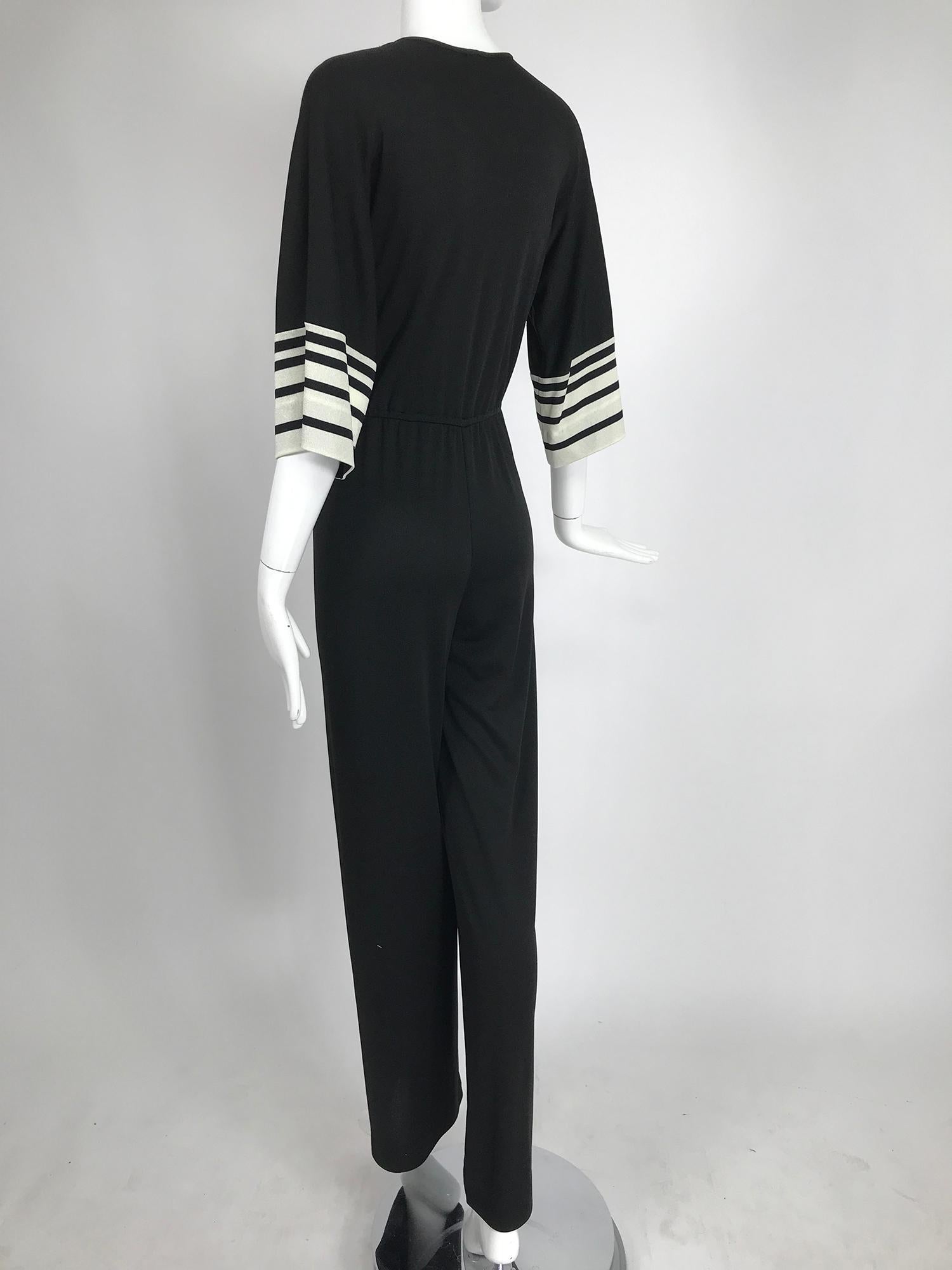 Vintage Clovis Ruffin Ruffinwear Black and White Jumpsuit 1970s 1