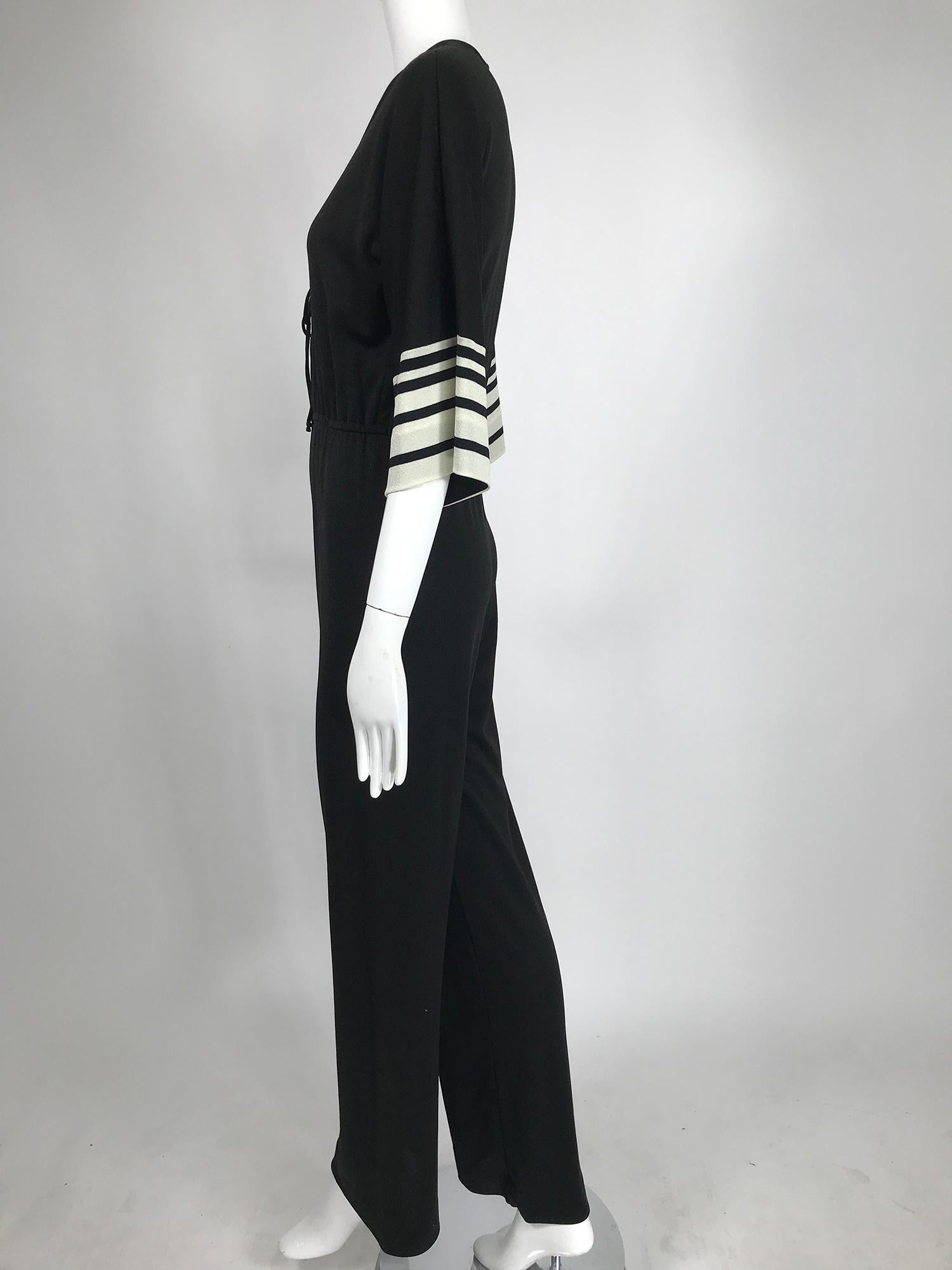 Vintage Clovis Ruffin Ruffinwear Black and White Jumpsuit 1970s 2