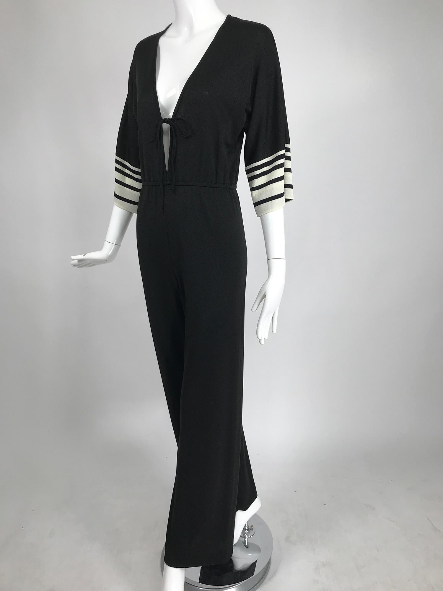 Vintage Clovis Ruffin Ruffinwear Black and White Jumpsuit 1970s 3