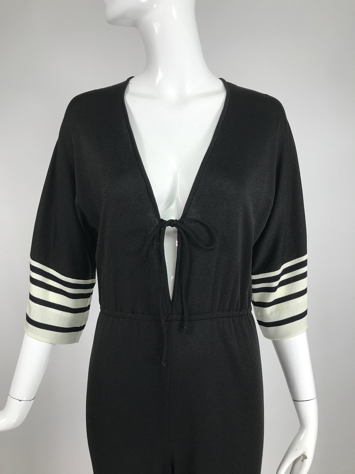 Vintage Clovis Ruffin Ruffinwear Black and White Jumpsuit 1970s 4
