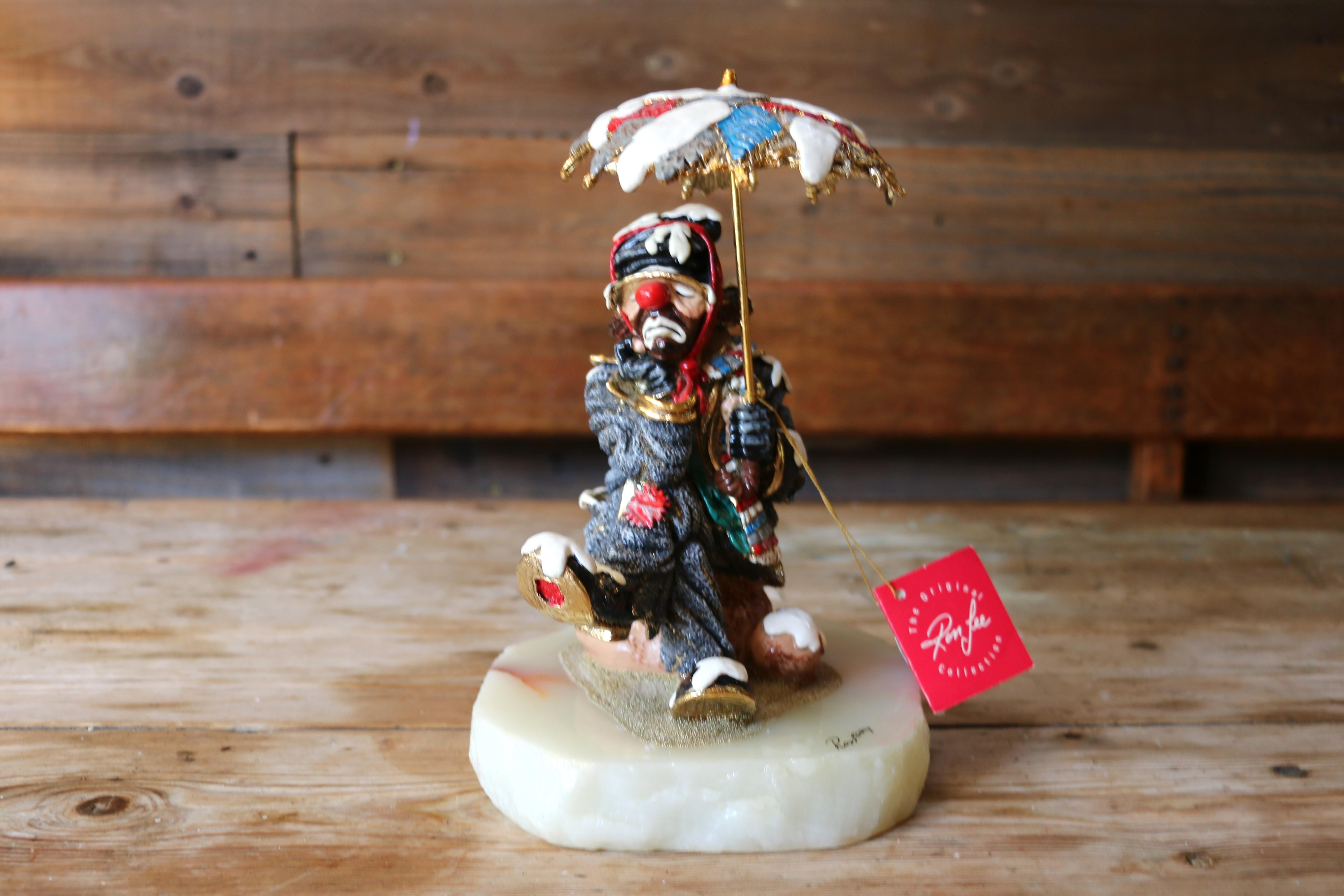 Metallo Figurina di clown vintage dell'artista Ron Lee 