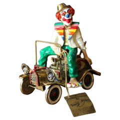 Vintage Clown in Wind Up Car Sculpture by Ron Lee, 1980s
