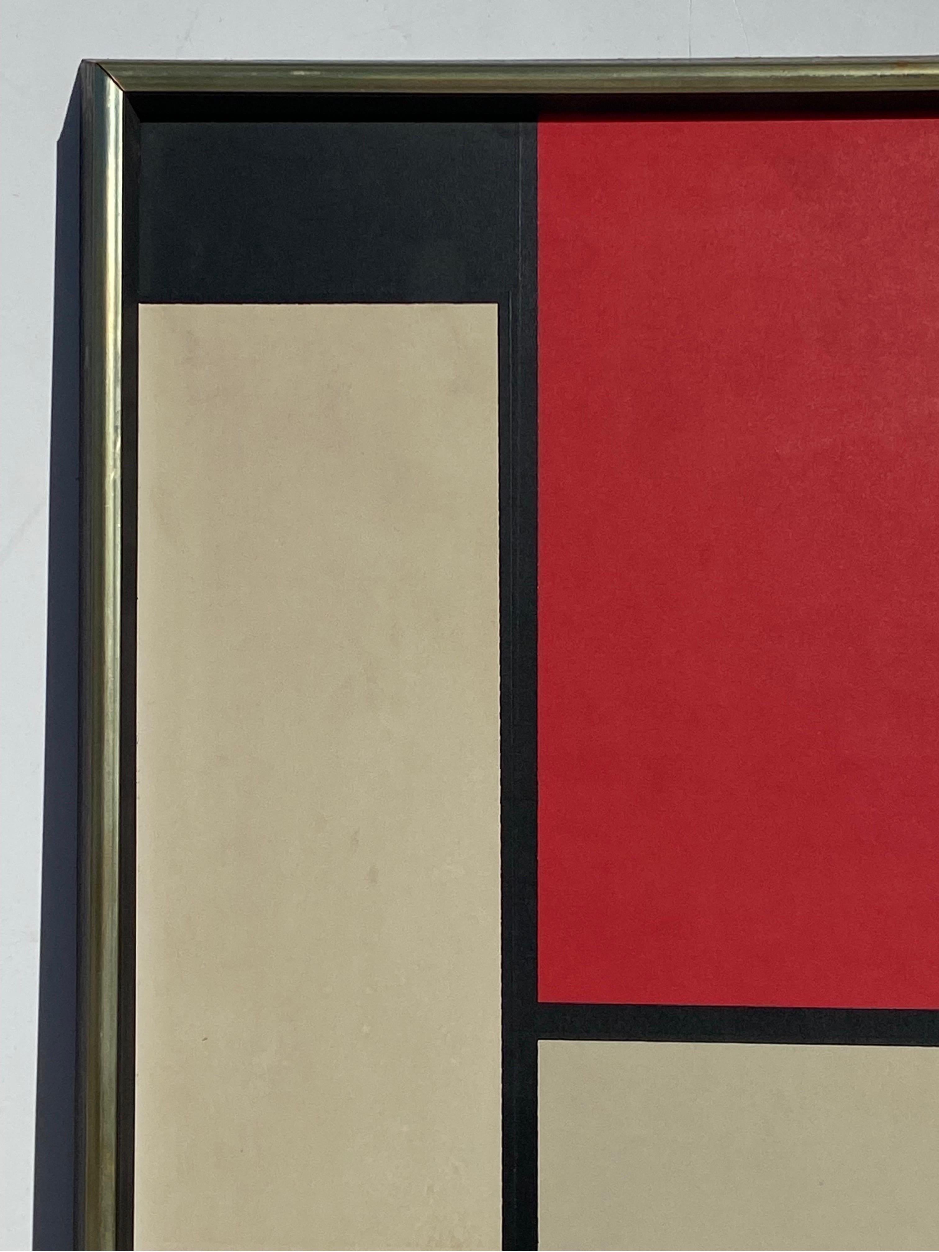 Eine Mitte des Jahrhunderts Ära Lithographie Serigraphie Druck möglicherweise von CLR Gallery Publications in New York City der ikonischen Arbeit, Tableau I von Piet Mondrian im Jahr 1922 getan. Eine Teilsignatur, P. Mondrian, in der Platte