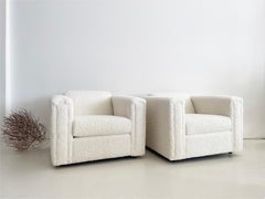 Vintage Club Chairs in Kravet Faux Sheepskin, Set of 2