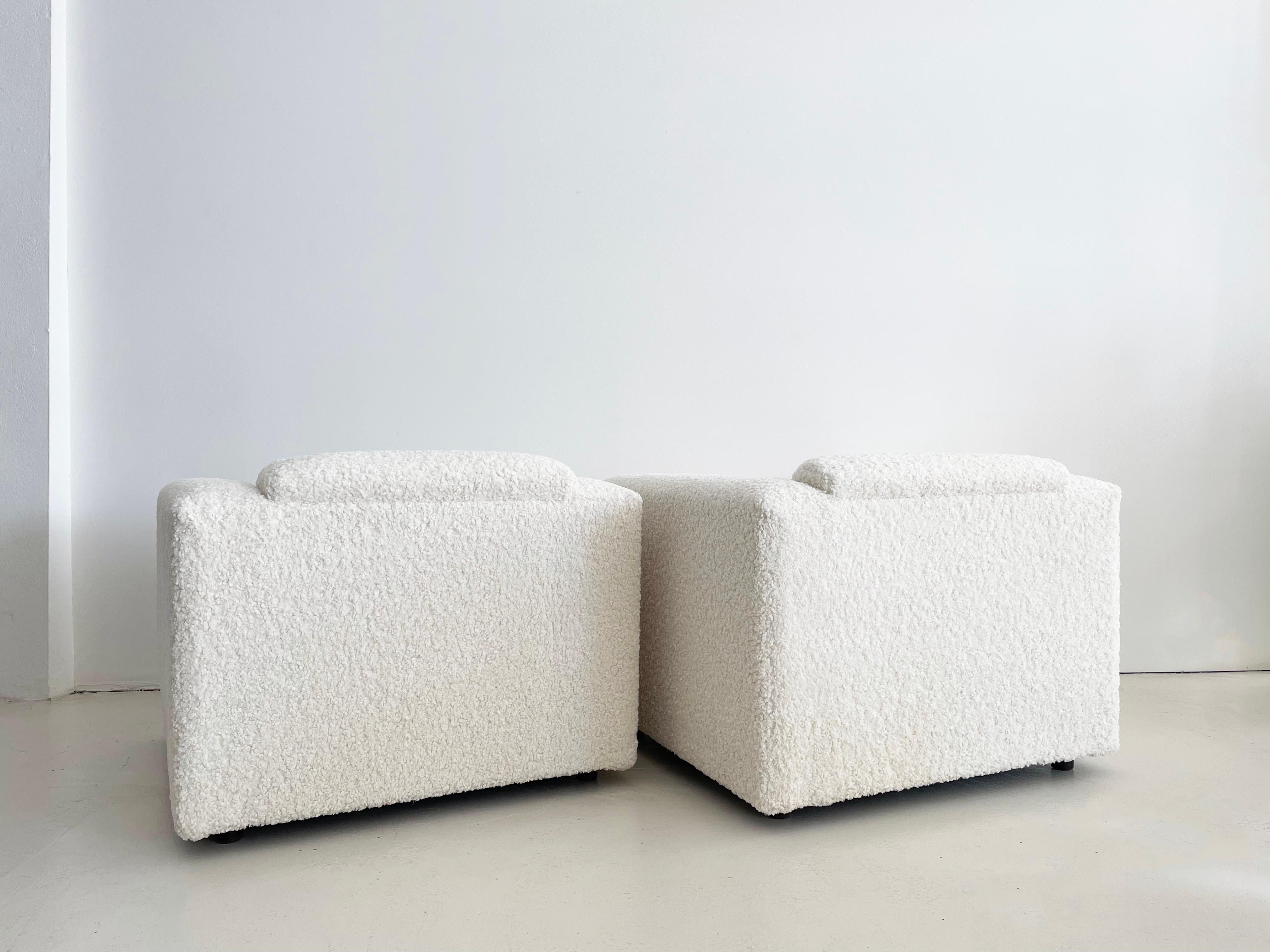 Fabric Vintage Club Chairs in Kravet Faux Sheepskin, Set of 2