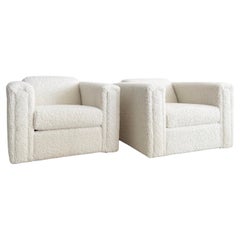 Vintage Club Chairs in Kravet Faux Sheepskin, Set of 2
