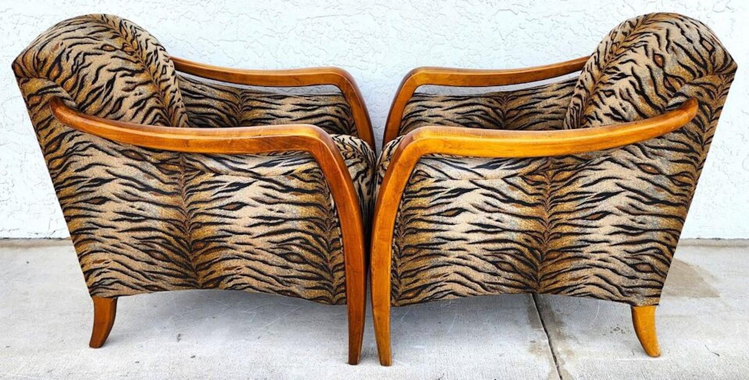 Mid-Century Modern Vintage Club Chairs & Ottoman A Pair For Sale
