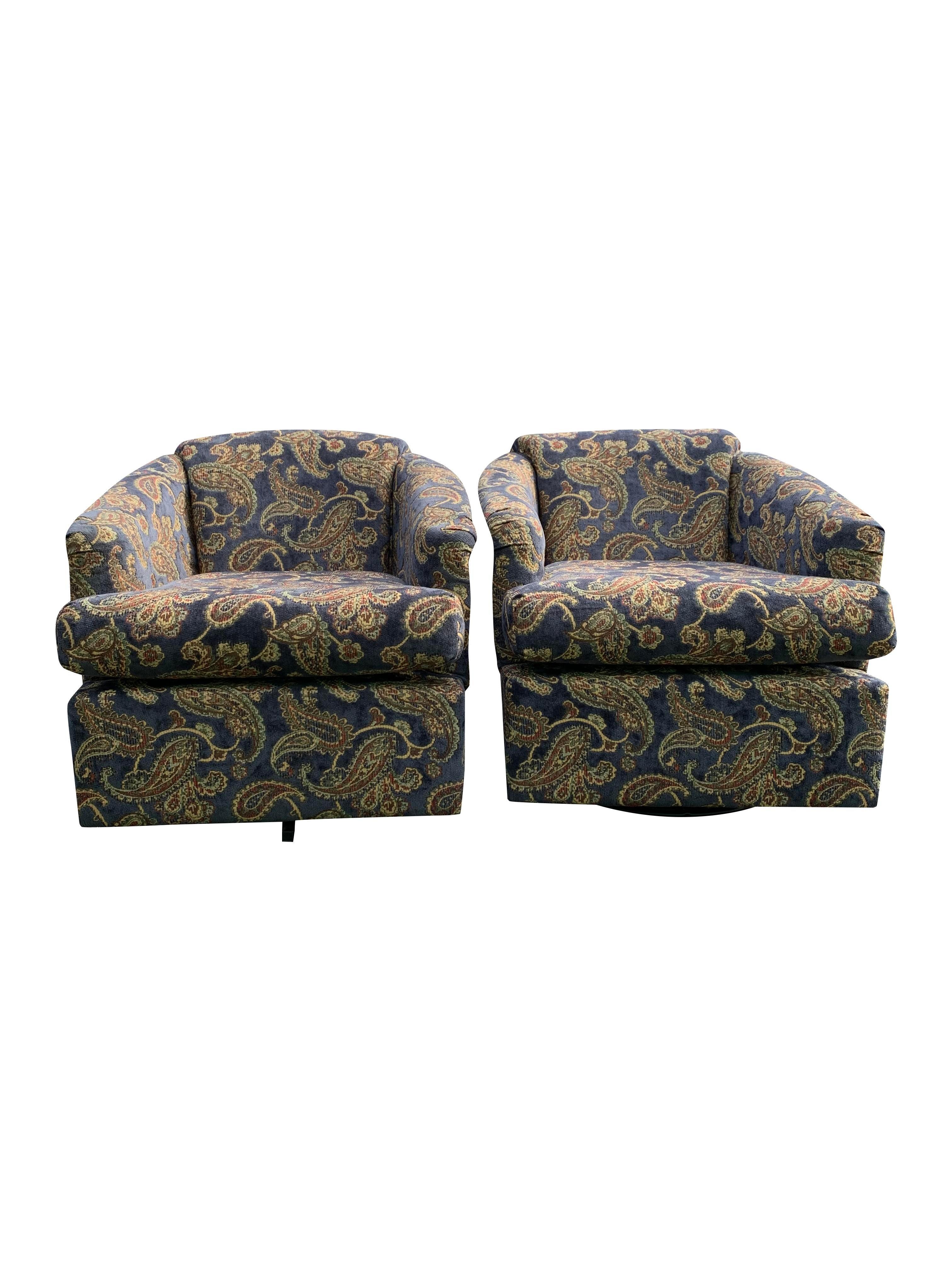These vintage club lounge chairs are a perfect addition to any home looking for a touch of retro style. The unique design and comfortable seating make them a versatile and stylish piece that will complement any room.

This unique pair of vintage