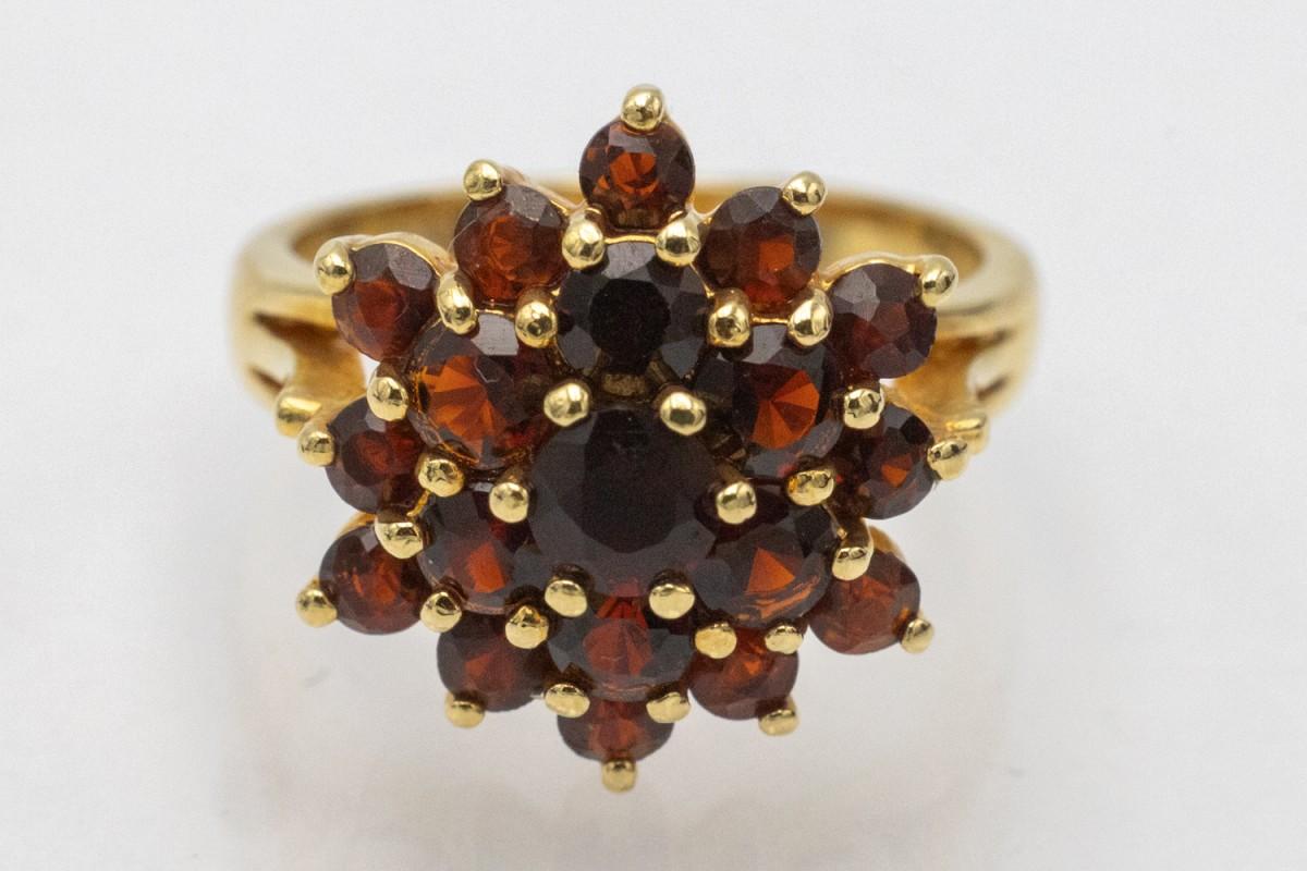 Vintage Cluster Granat Ring (Rundschliff) im Angebot