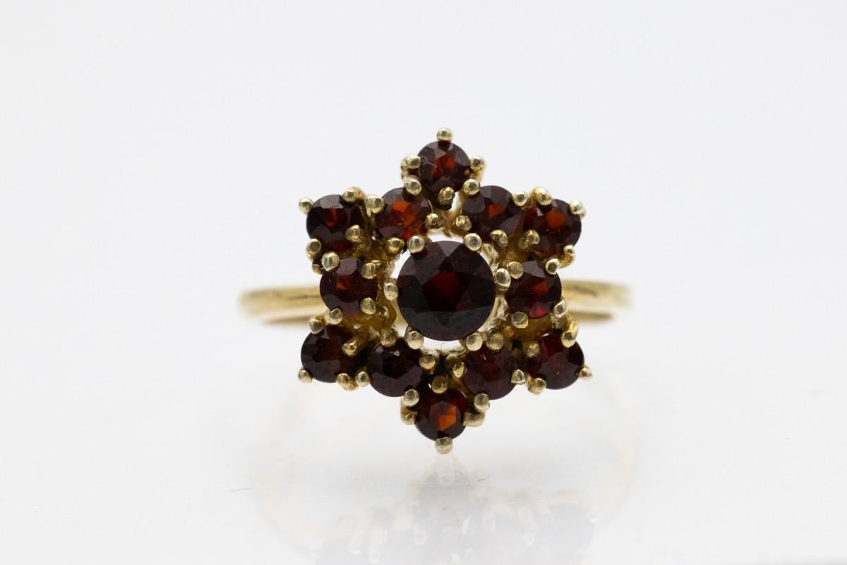 Vintage Cluster Granat Ring im Zustand „Gut“ im Angebot in Chorzów, PL