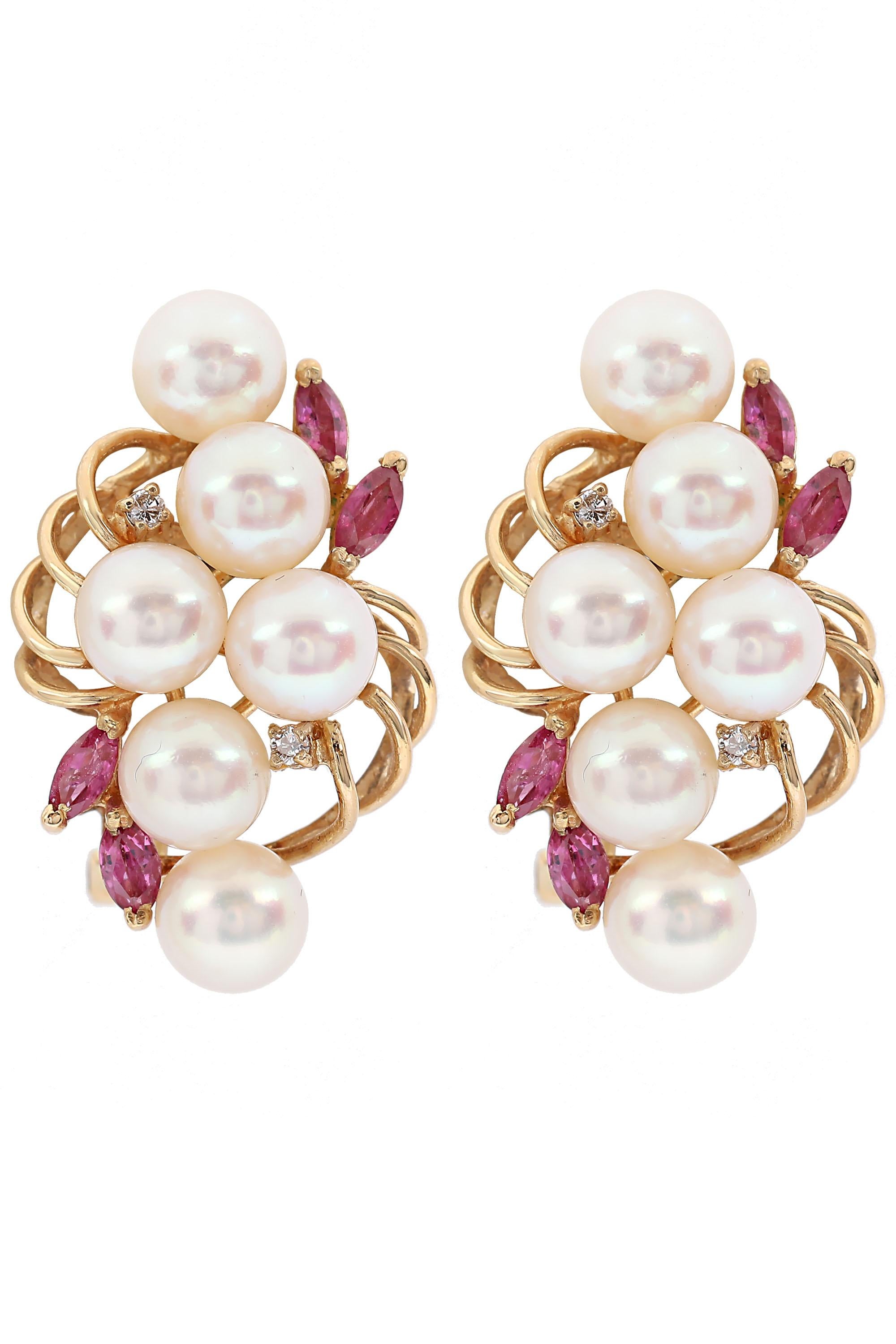 pearl and ruby earrings