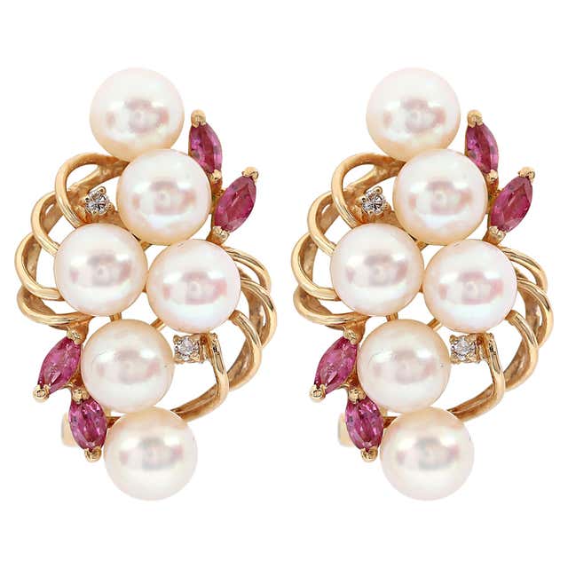 Le-Gi Domed Beaded Pearl Cluster Earrings For Sale at 1stDibs | le gi ...