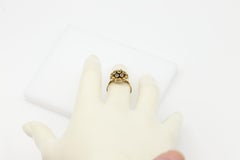 Vintage Cluster Sapphire Ring 18 Karat Yellow Gold Flower Design Dome Style