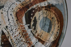 Vintage Clyde Burt Ceramic Pottery Bowl 14.75 Circa 1960's Blue Rust Earth Tones